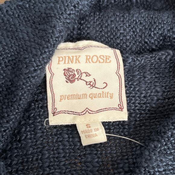 Pink Rose Open Knit Cowl Neck Navy Blue Sweater Vest NWT Size Small - Picture 3 of 16